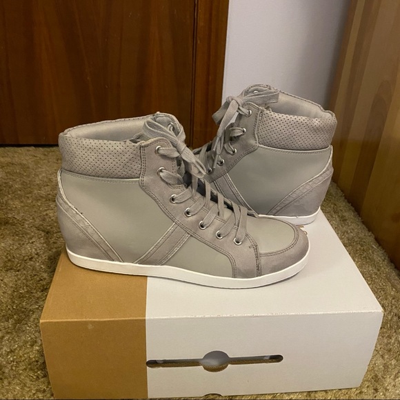 Call It Spring Grey High Top Lace Up Sneakers Shoes - Picture 2 of 10